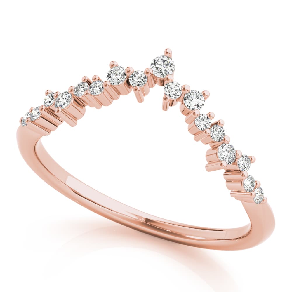 Chevron Cluster Wedding Band (0.18 ct. tw.), Front view in rose gold