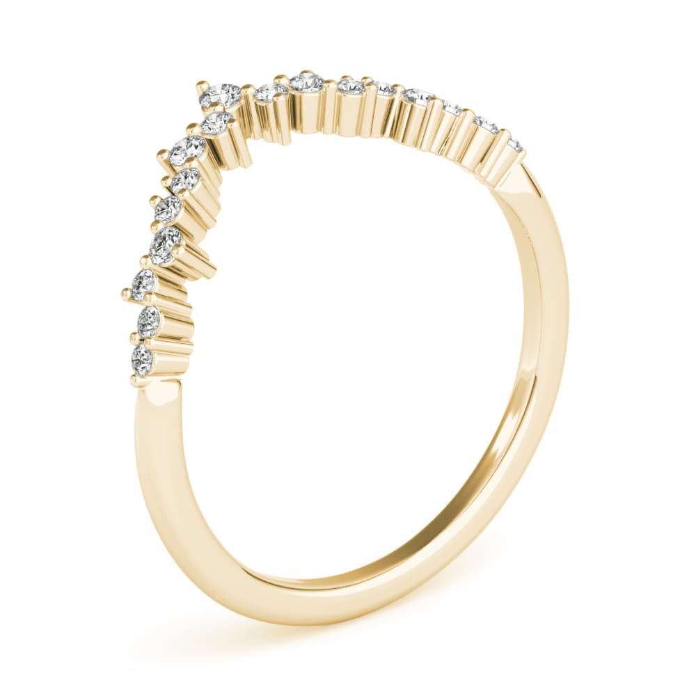 Chevron Cluster Wedding Band (0.18 ct. tw.), Angle view in yellow gold