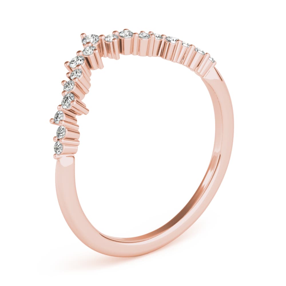 Chevron Cluster Wedding Band (0.18 ct. tw.), Angle view in rose gold