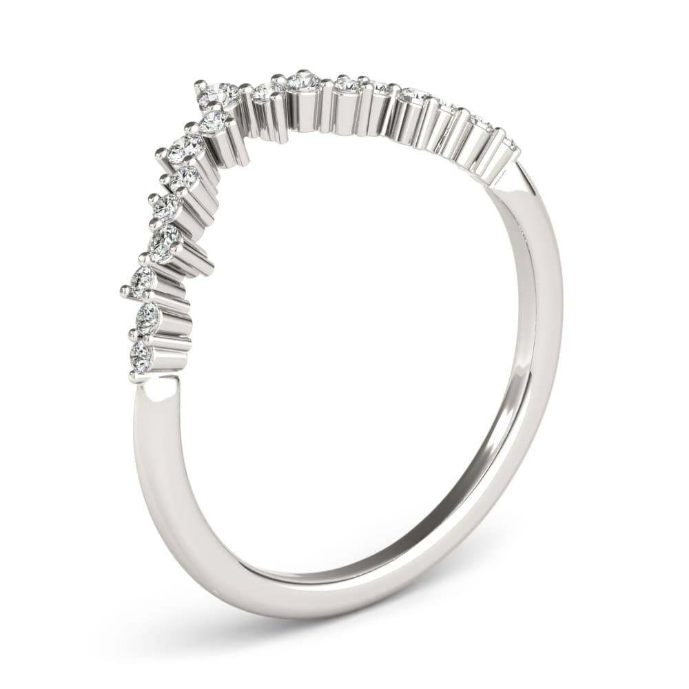 Chevron Cluster Wedding Band (0.18 ct. tw.), Angle view in white gold or platinum