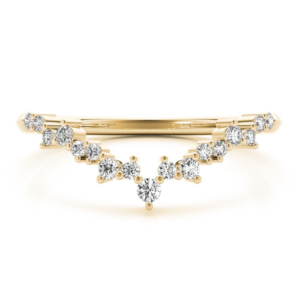 Chevron Cluster Wedding Band (0.18 ct. tw.), On hand view in yellow gold