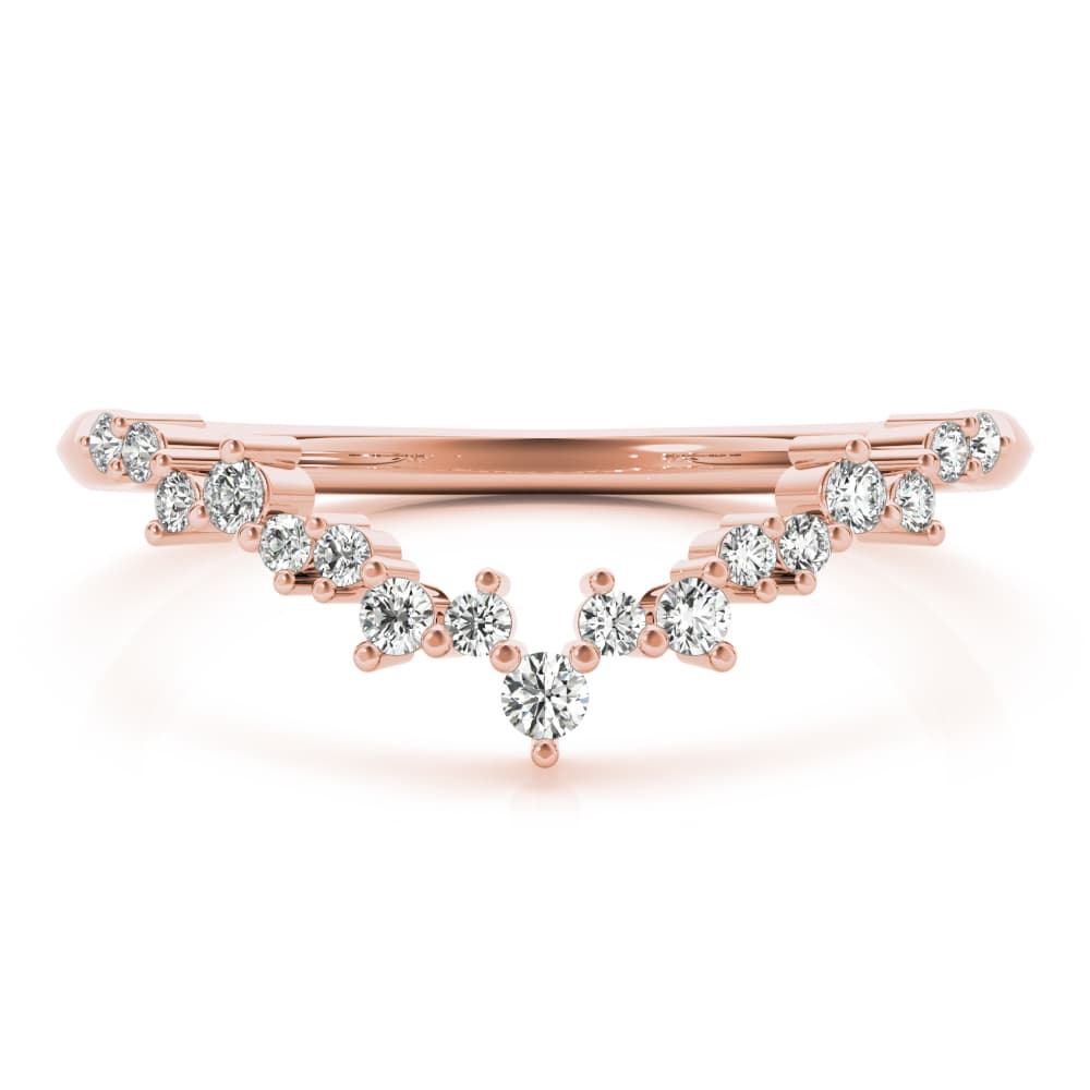 Chevron Cluster Wedding Band (0.18 ct. tw.), On hand view in rose gold