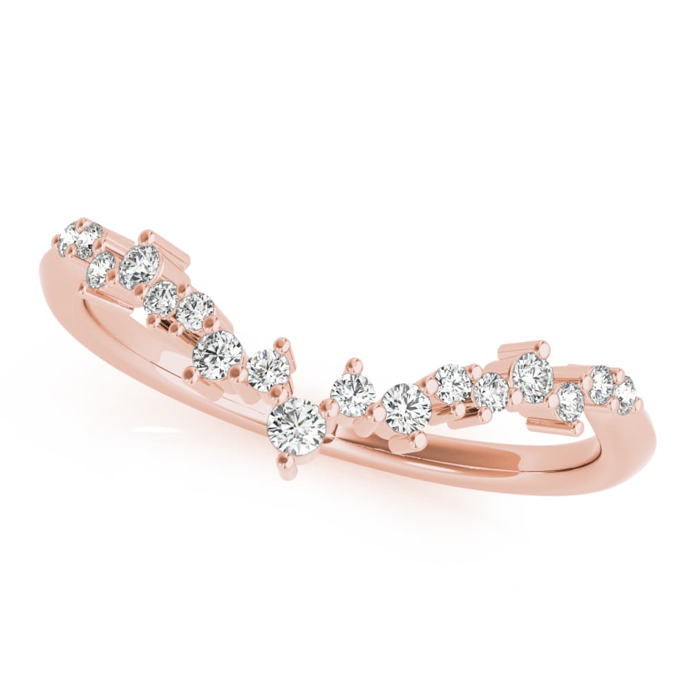 Chevron Cluster Wedding Band (0.18 ct. tw.), Top view in rose gold