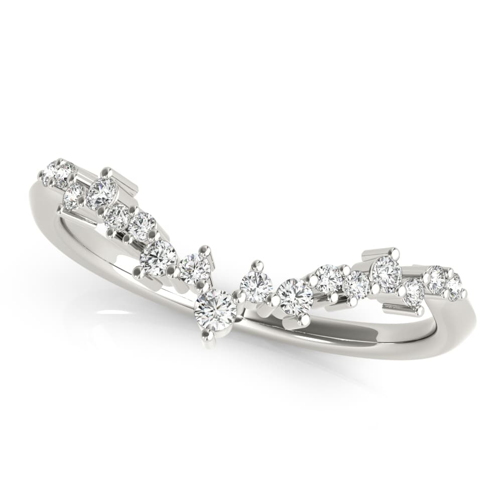 Chevron Cluster Wedding Band (0.18 ct. tw.), Top view in white gold or platinum