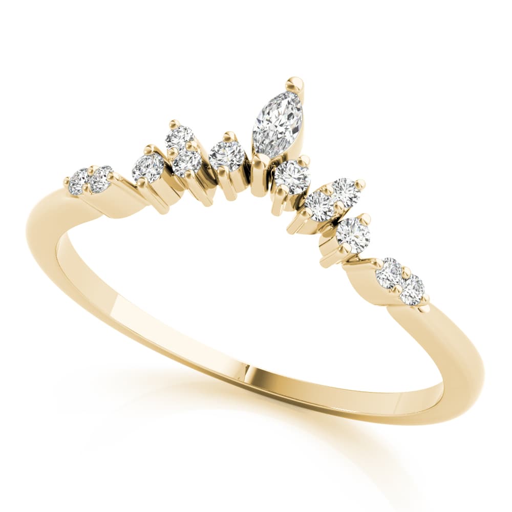 Chevron Marquise Band (1/8 ct. tw.), Front view in yellow gold