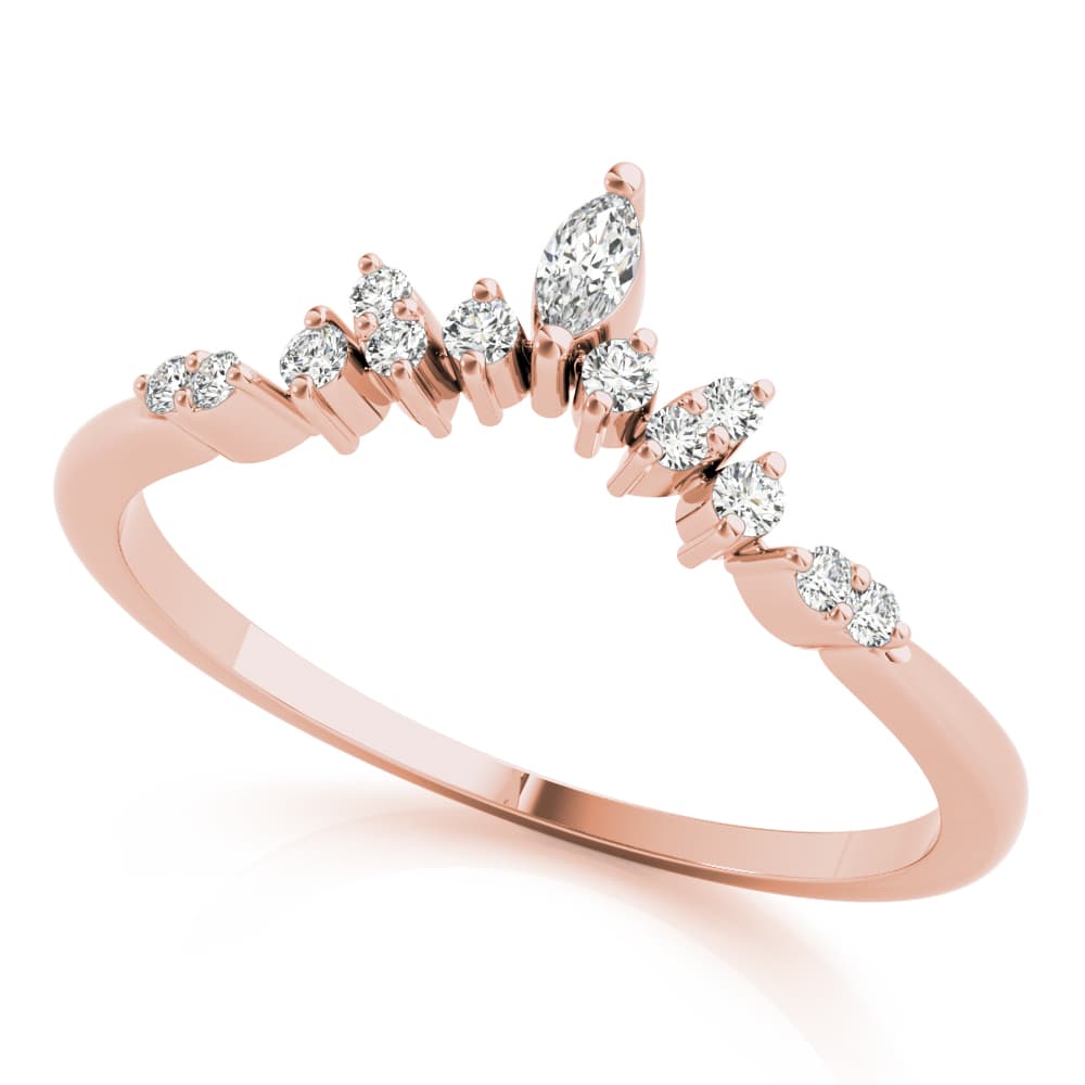 Chevron Marquise Band (1/8 ct. tw.), Front view in rose gold