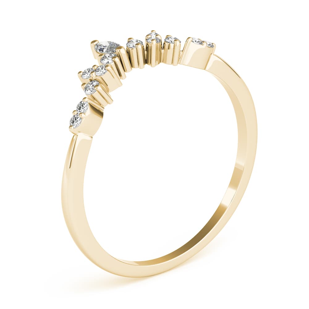 Chevron Marquise Band (1/8 ct. tw.), Angle view in yellow gold