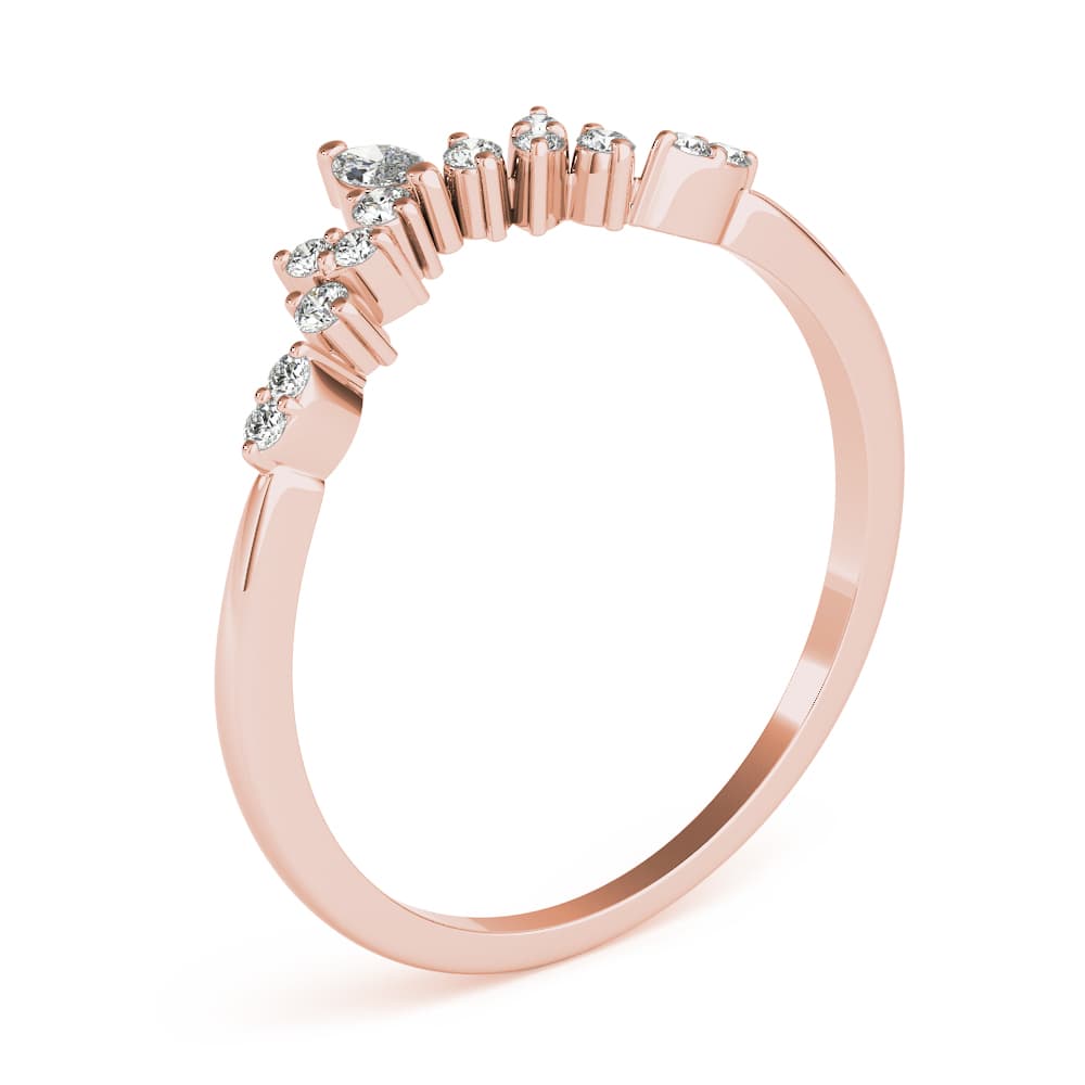 Chevron Marquise Band (1/8 ct. tw.), Angle view in rose gold