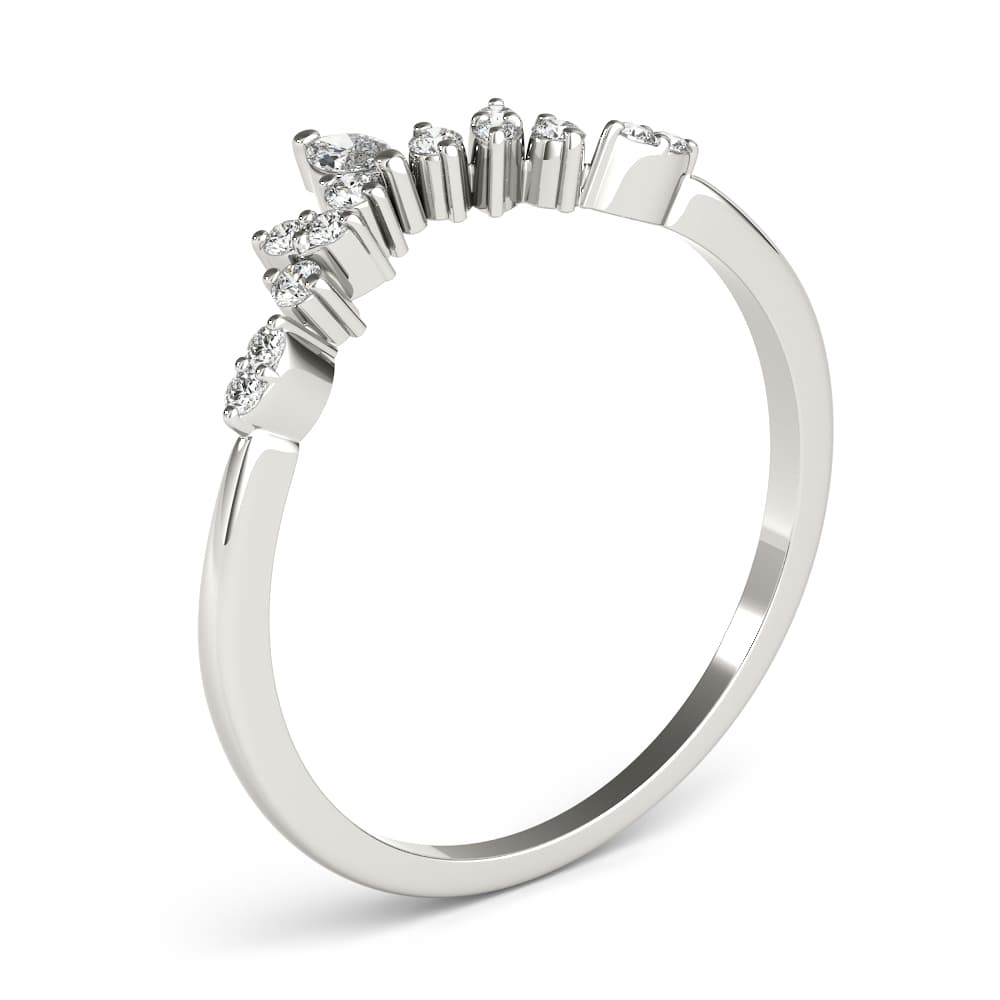 Chevron Marquise Band (1/8 ct. tw.), Angle view in white gold or platinum
