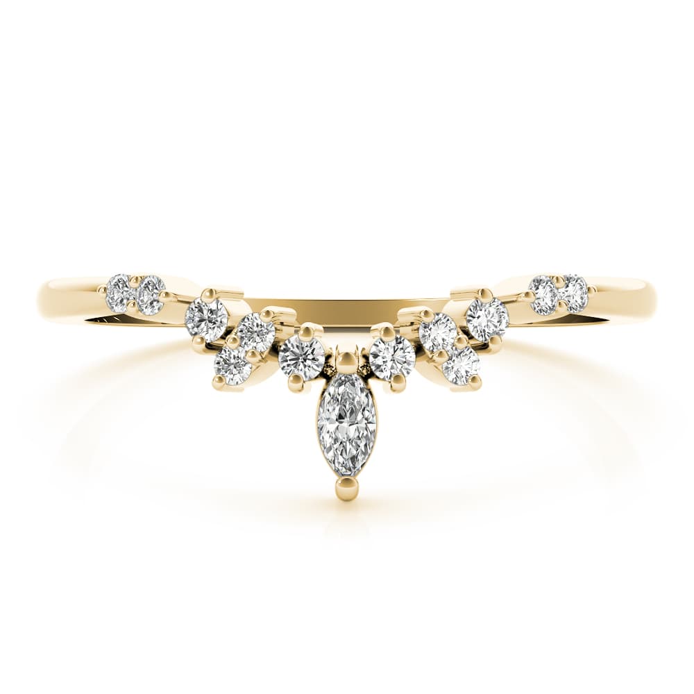 Chevron Marquise Band (1/8 ct. tw.), On hand view in yellow gold