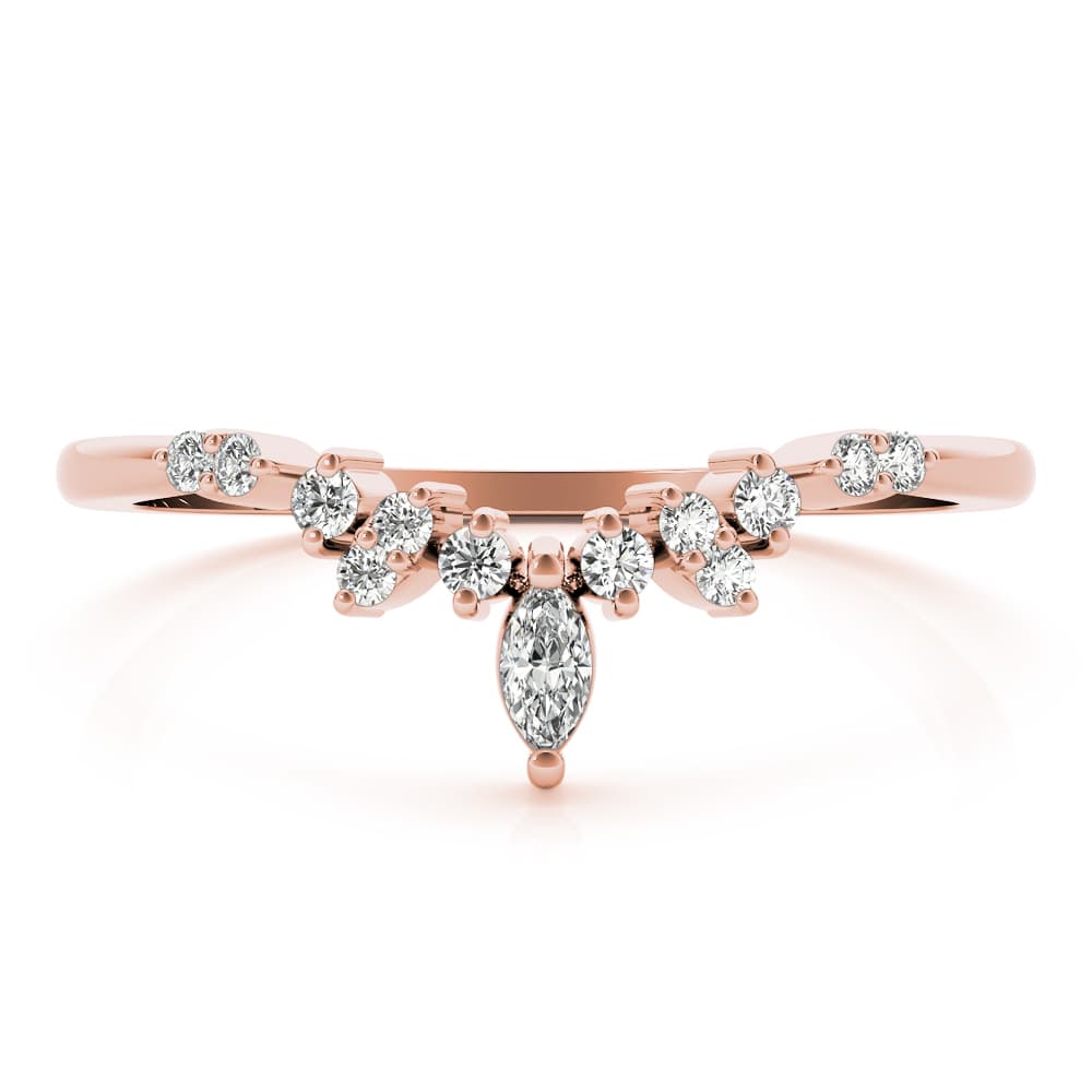 Chevron Marquise Band (1/8 ct. tw.), On hand view in rose gold
