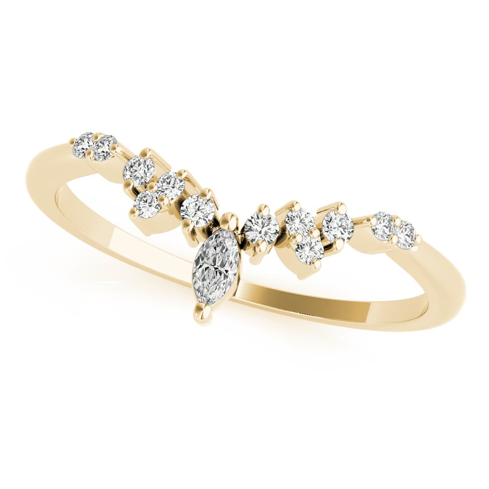 Chevron Marquise Band (1/8 ct. tw.), Top view in yellow gold