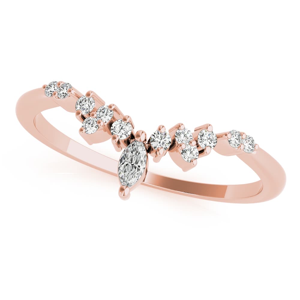 Chevron Marquise Band (1/8 ct. tw.), Top view in rose gold