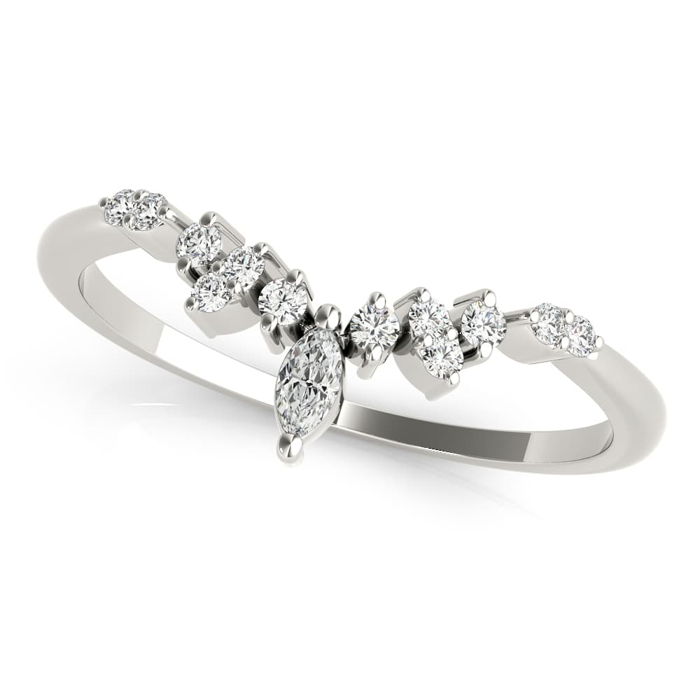 Chevron Marquise Band (1/8 ct. tw.), Top view in white gold or platinum