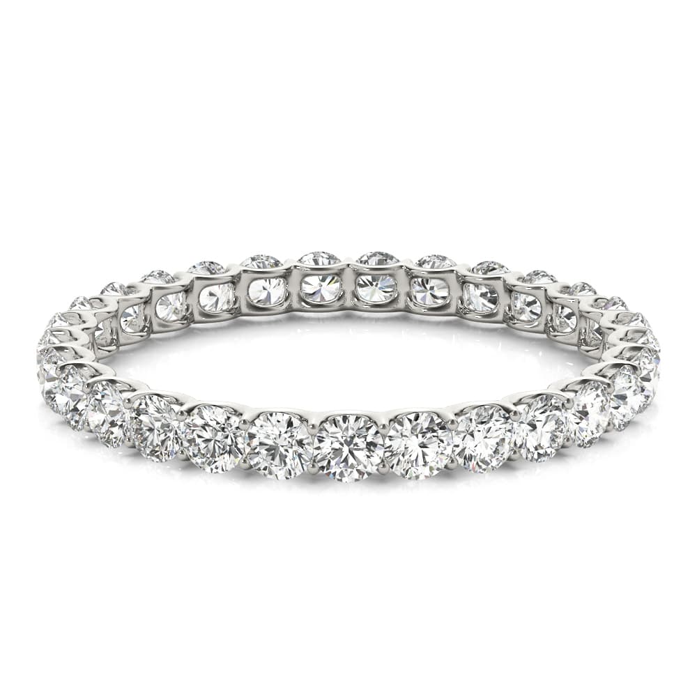 U-Prong Eternity Wedding Band (3.2 ct. tw.), On hand view in white gold or platinum