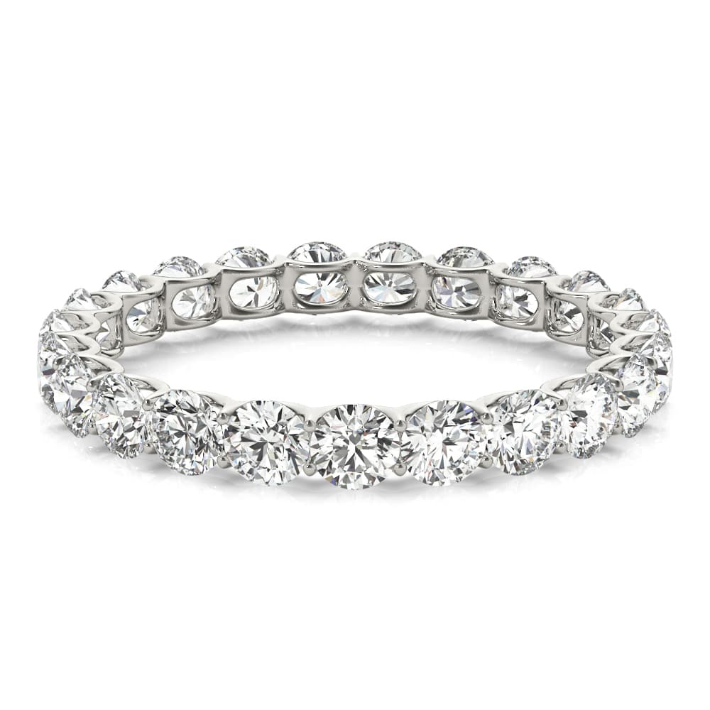 U-Prong Eternity Wedding Band (1.47 ct. tw.), On hand view in white gold or platinum