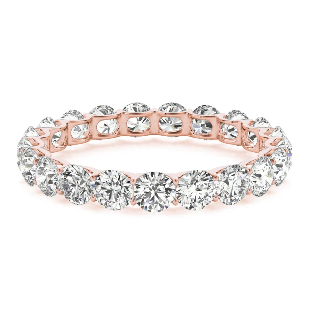 U-Prong Eternity Wedding Band (1.9 ct. tw.), On hand view in rose gold