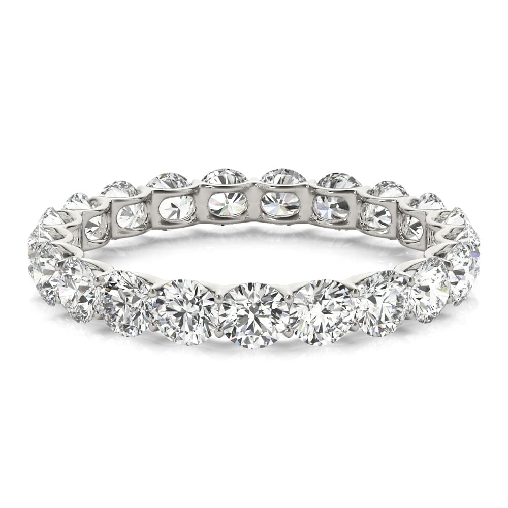 U-Prong Eternity Wedding Band (1.9 ct. tw.), On hand view in white gold or platinum