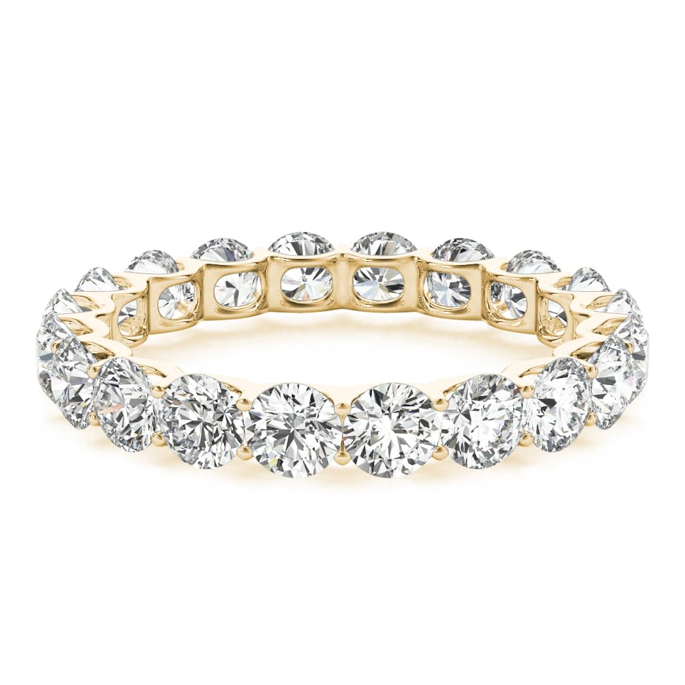 U-Prong Eternity Wedding Band (2.7 ct. tw.), On hand view in yellow gold