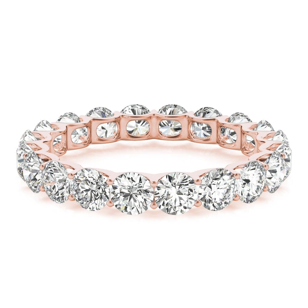 U-Prong Eternity Wedding Band (2.7 ct. tw.), On hand view in rose gold
