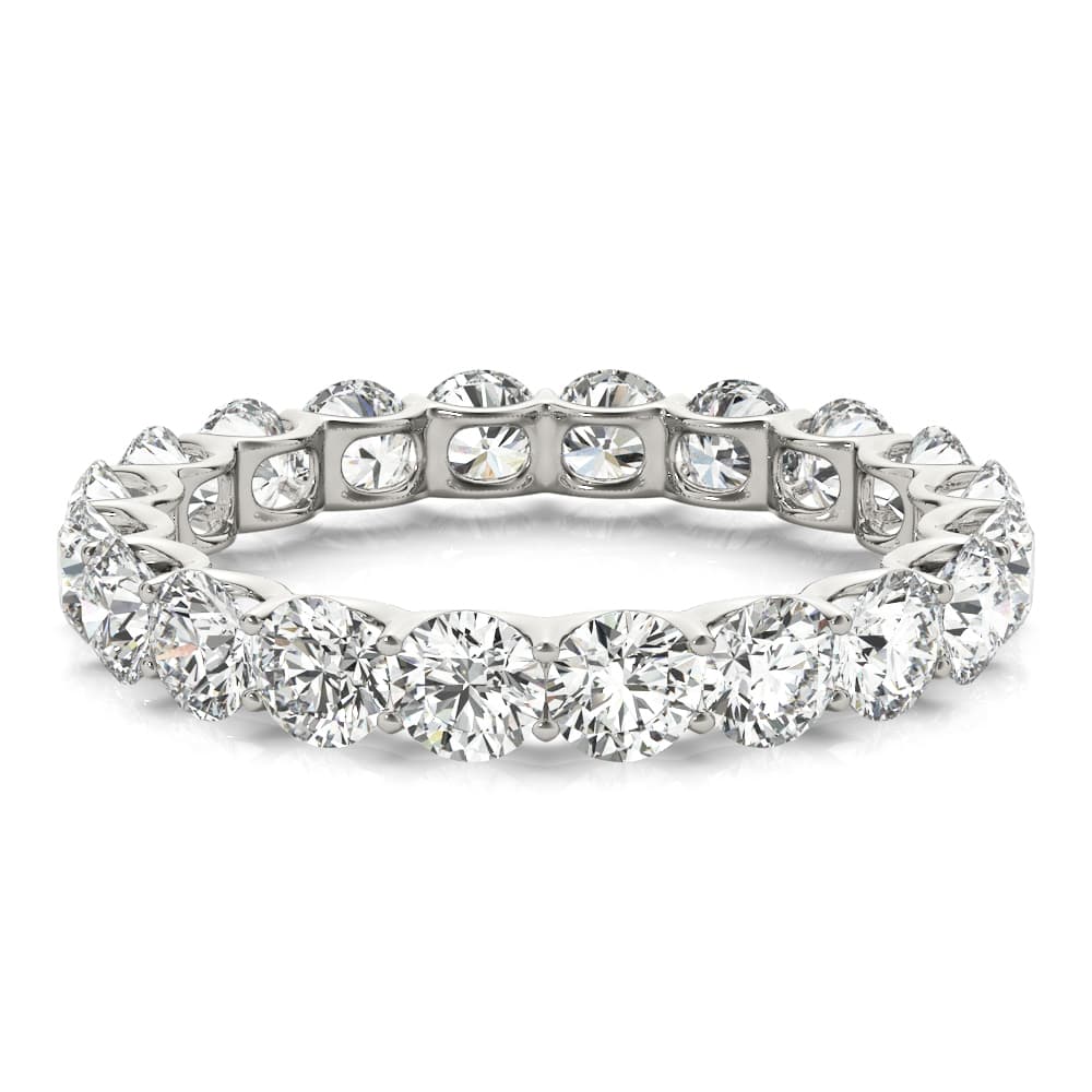 U-Prong Eternity Wedding Band (2.7 ct. tw.), On hand view in white gold or platinum