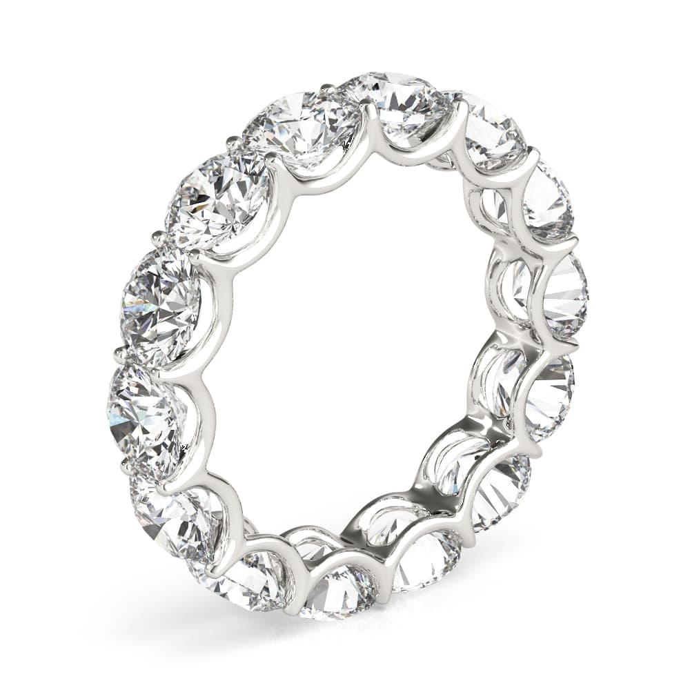U-Prong Eternity Wedding Band (5.2 ct. tw.), Angle view in white gold or platinum