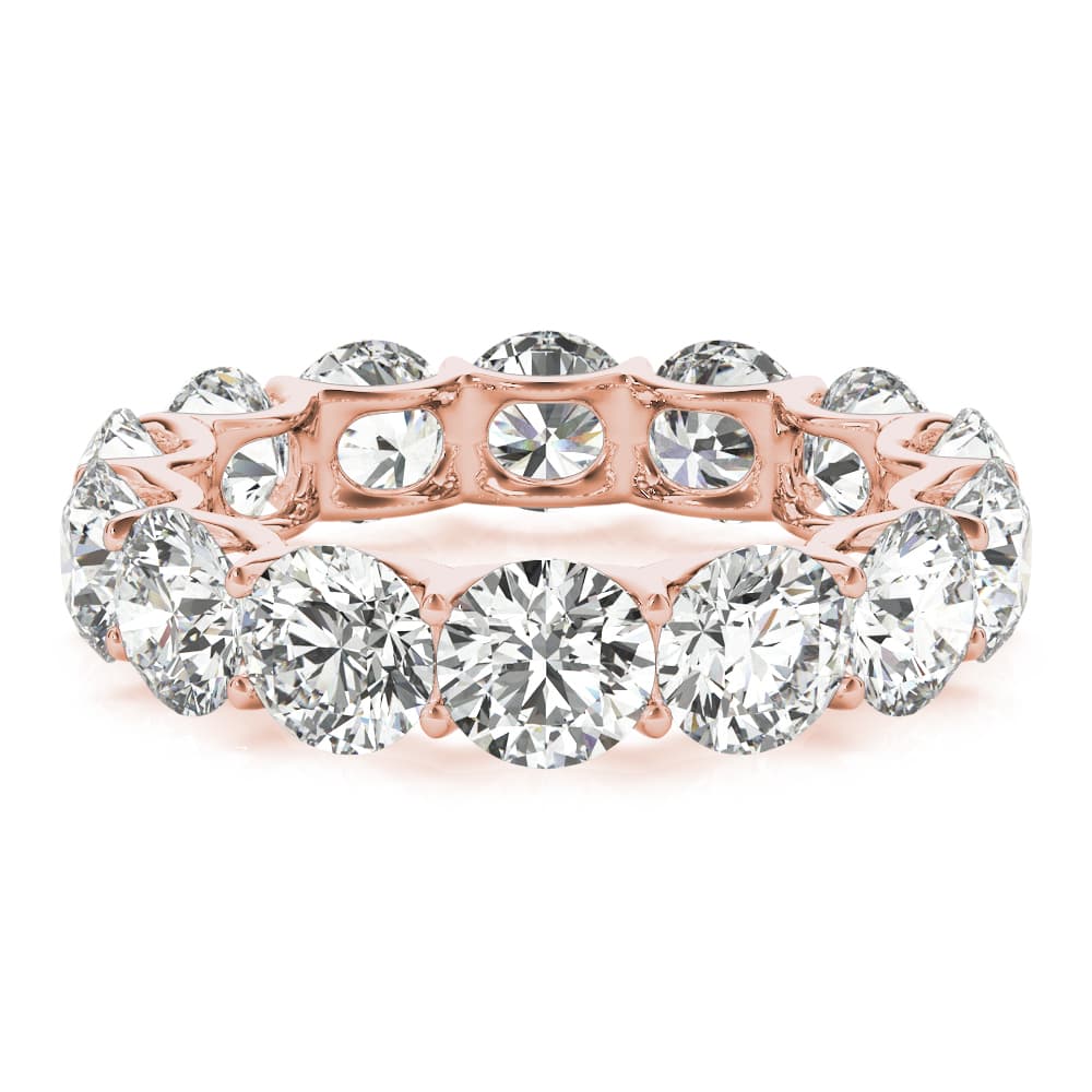 U-Prong Eternity Wedding Band (5.2 ct. tw.), On hand view in rose gold