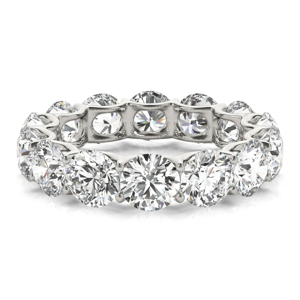 U-Prong Eternity Wedding Band (5.2 ct. tw.), On hand view in white gold or platinum