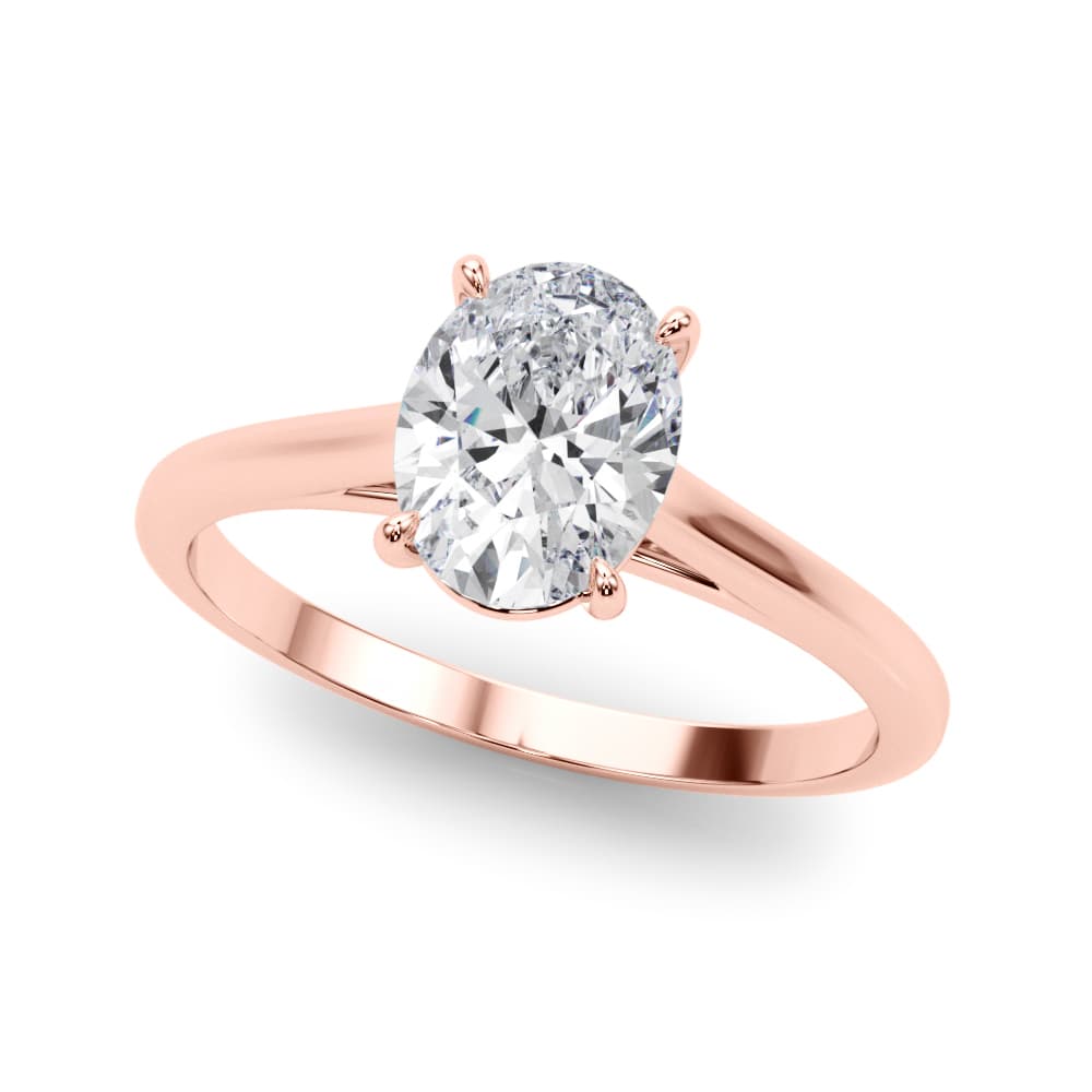 Solitaire Oval Engagement Ring, style 85193, Front view in rose gold