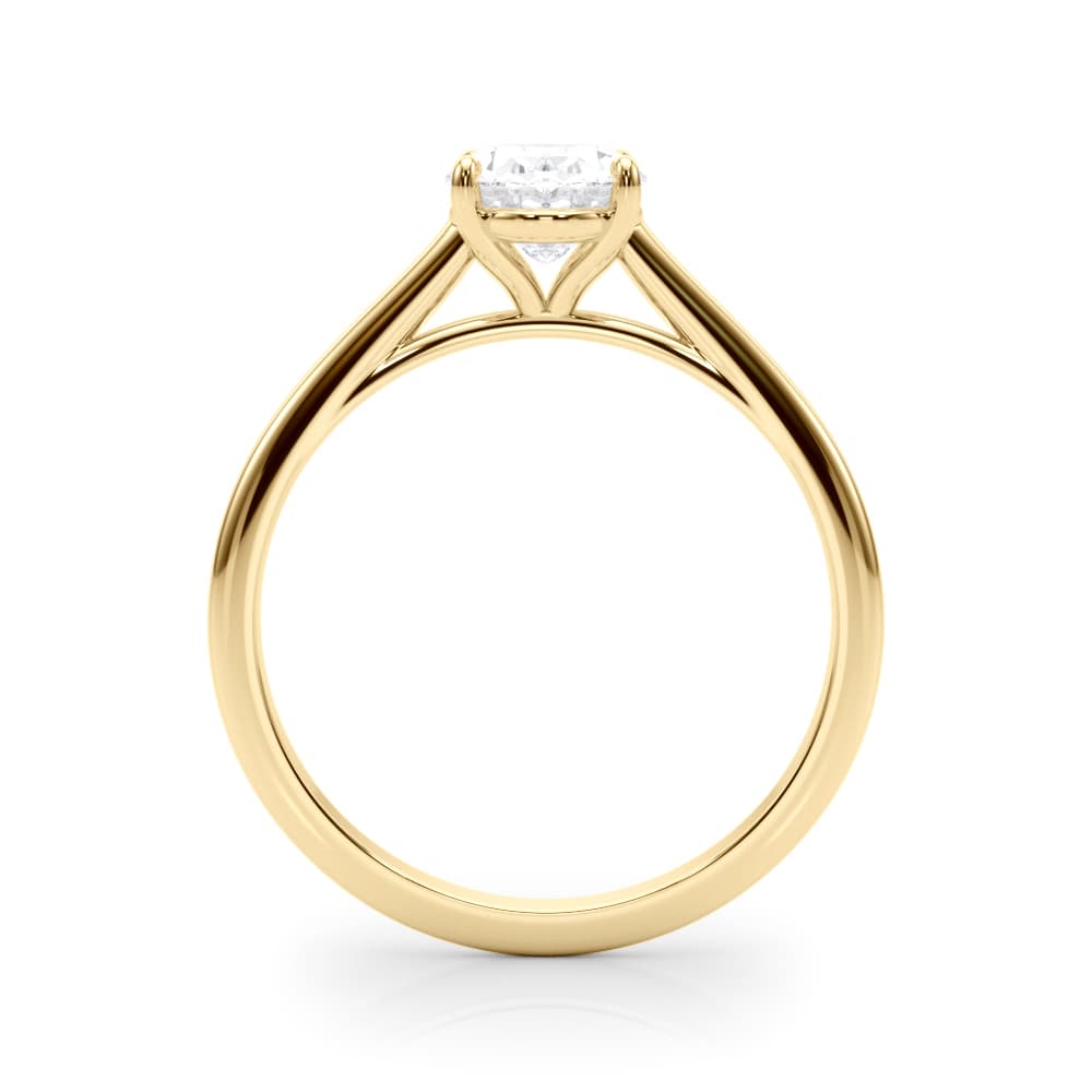 Solitaire Oval Engagement Ring, style 85193, Side view in yellow gold