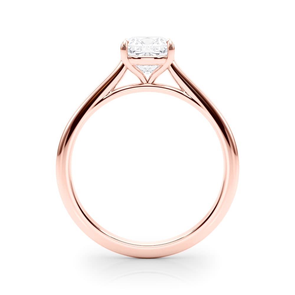 Solitaire Cushion Cut Engagement Ring, style 85195, Side view in rose gold