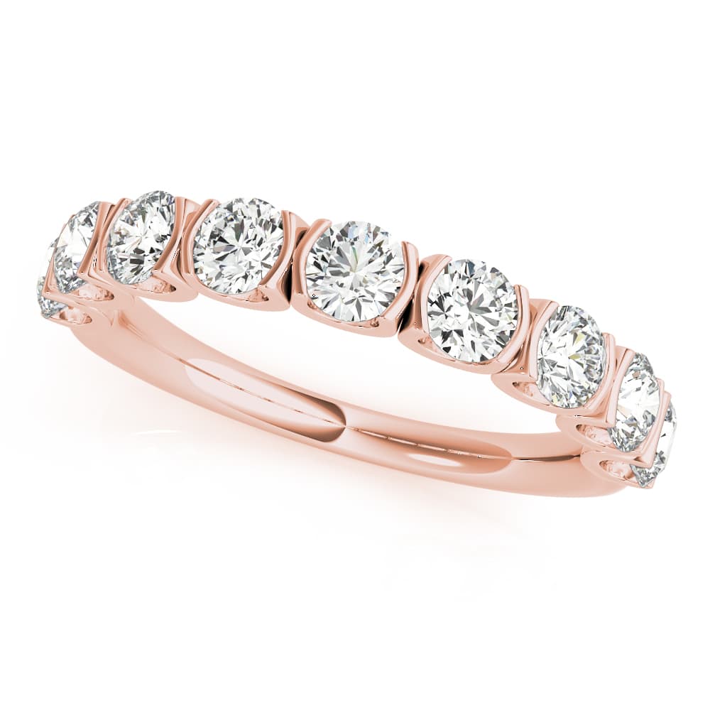 Bar Set U-Prong Wedding Bands (2.07 ct. tw.), Front view in rose gold