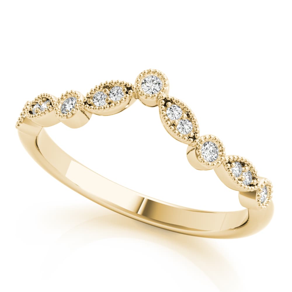 Diamond Chevron Wedding Band (1/8 ct. tw.), Front view in yellow gold
