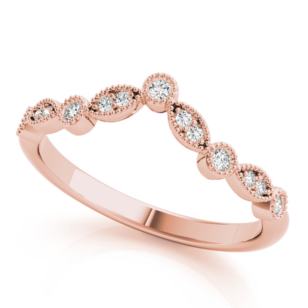 Diamond Chevron Wedding Band (1/8 ct. tw.), Front view in rose gold