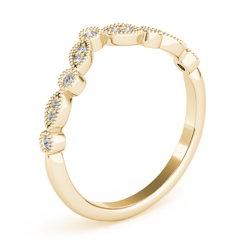 Diamond Chevron Wedding Band (1/8 ct. tw.), Angle view in yellow gold