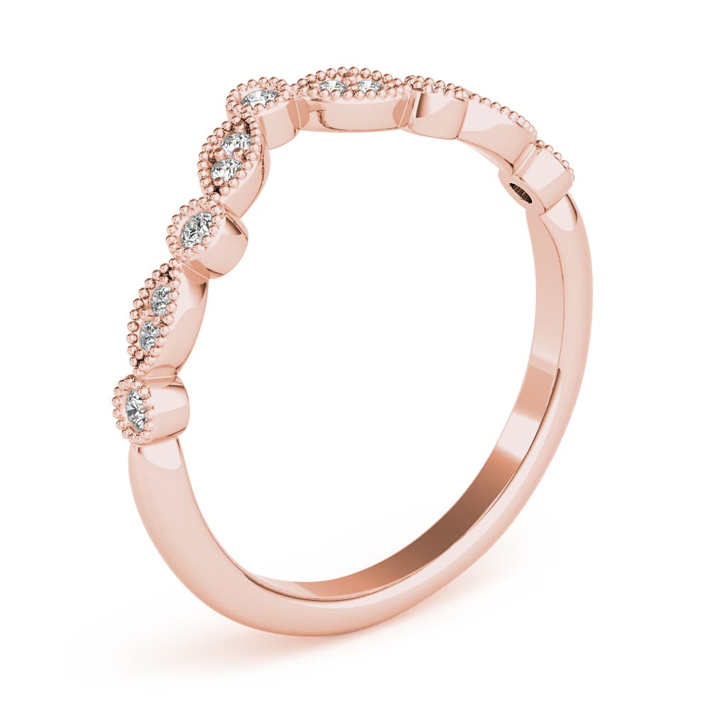 Diamond Chevron Wedding Band (1/8 ct. tw.), Angle view in rose gold