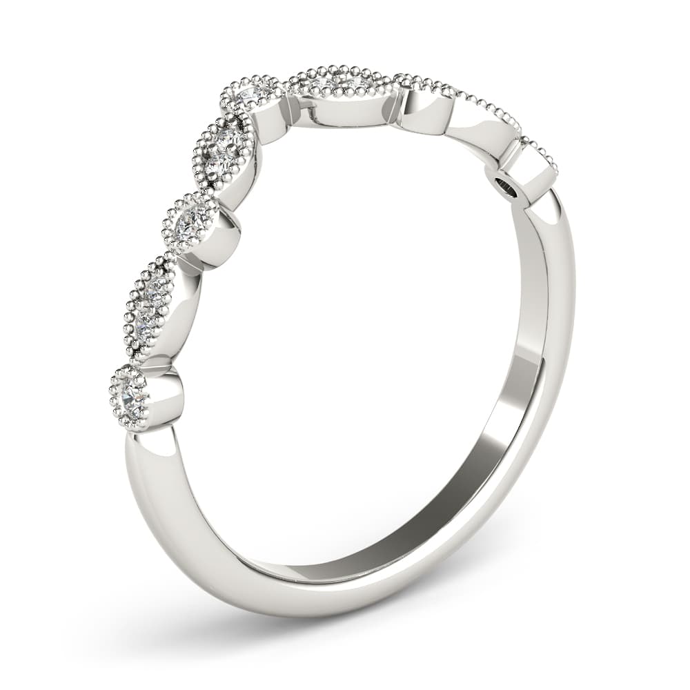 Diamond Chevron Wedding Band (1/8 ct. tw.), Angle view in white gold or platinum