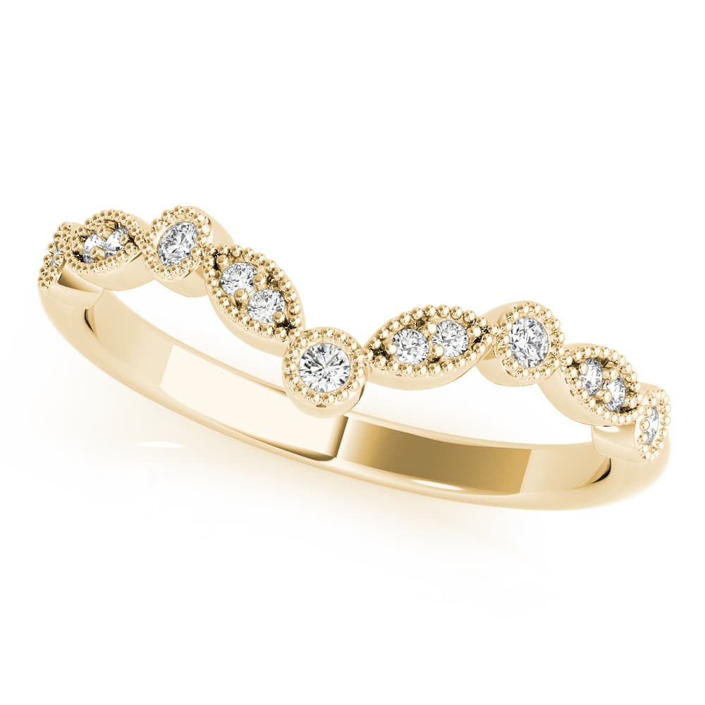 Diamond Chevron Wedding Band (1/8 ct. tw.), Top view in yellow gold
