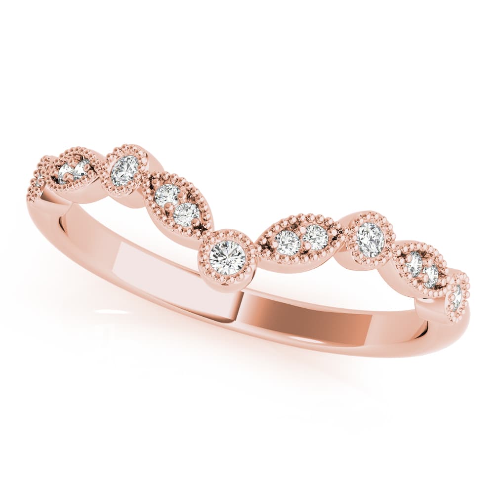 Diamond Chevron Wedding Band (1/8 ct. tw.), Top view in rose gold