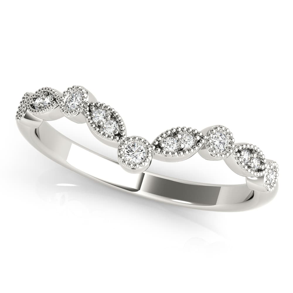 Diamond Chevron Wedding Band (1/8 ct. tw.), Top view in white gold or platinum