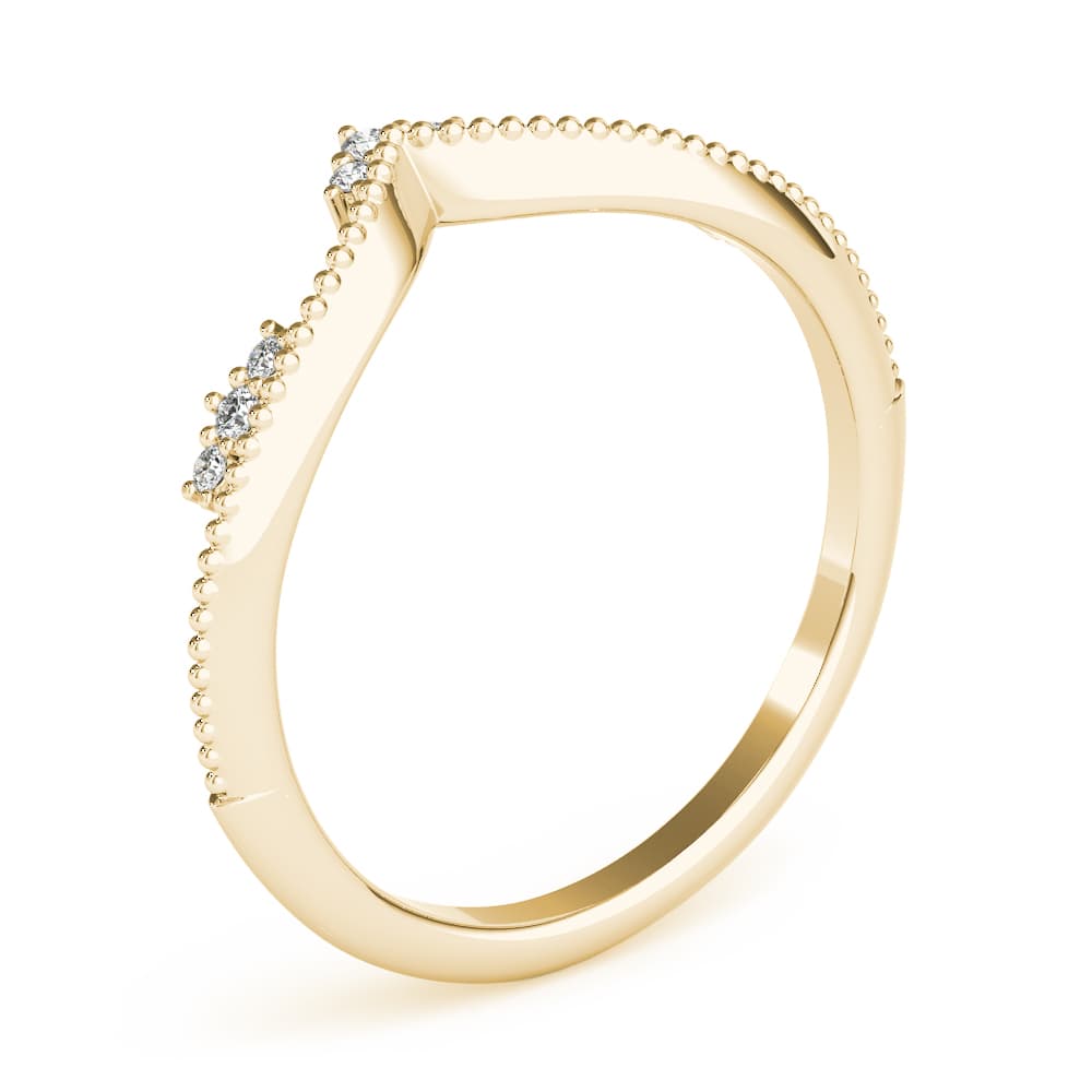 Chevron Milgrain Diamond Wedding Band (0.07 ct. tw.), Angle view in yellow gold