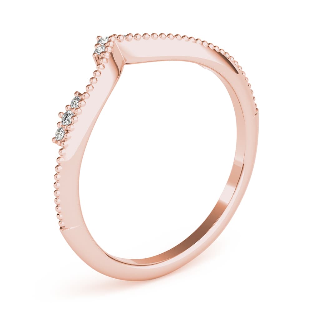 Chevron Milgrain Diamond Wedding Band (0.07 ct. tw.), Angle view in rose gold