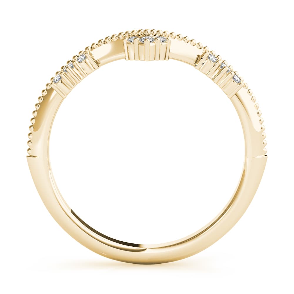 Chevron Milgrain Diamond Wedding Band (0.07 ct. tw.), Side view in yellow gold