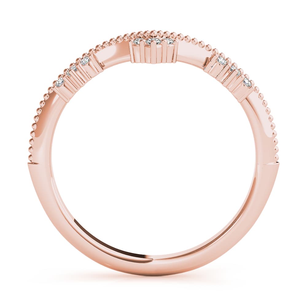 Chevron Milgrain Diamond Wedding Band (0.07 ct. tw.), Side view in rose gold