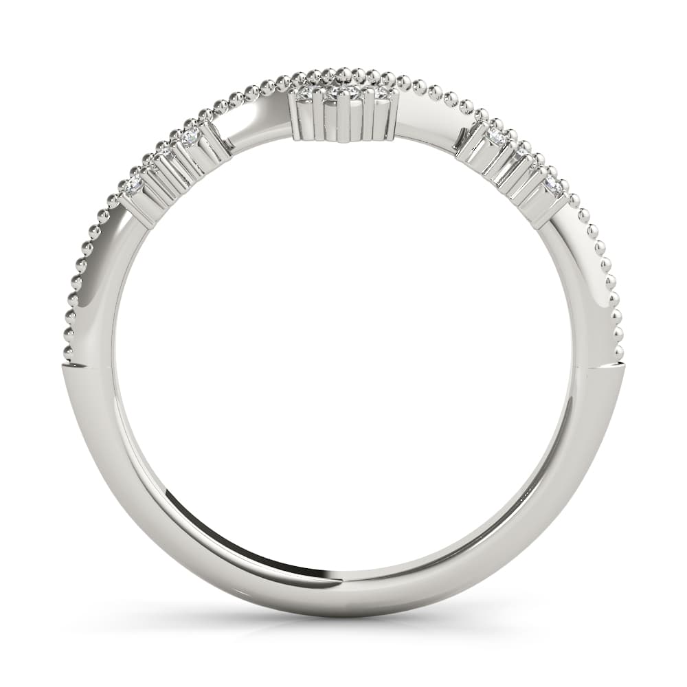 Chevron Milgrain Diamond Wedding Band (0.07 ct. tw.), Side view in white gold or platinum