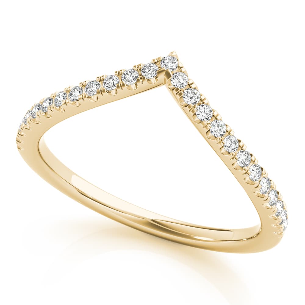 Diamond Chevron Wedding Band (0.19 ct. tw.), Front view in yellow gold