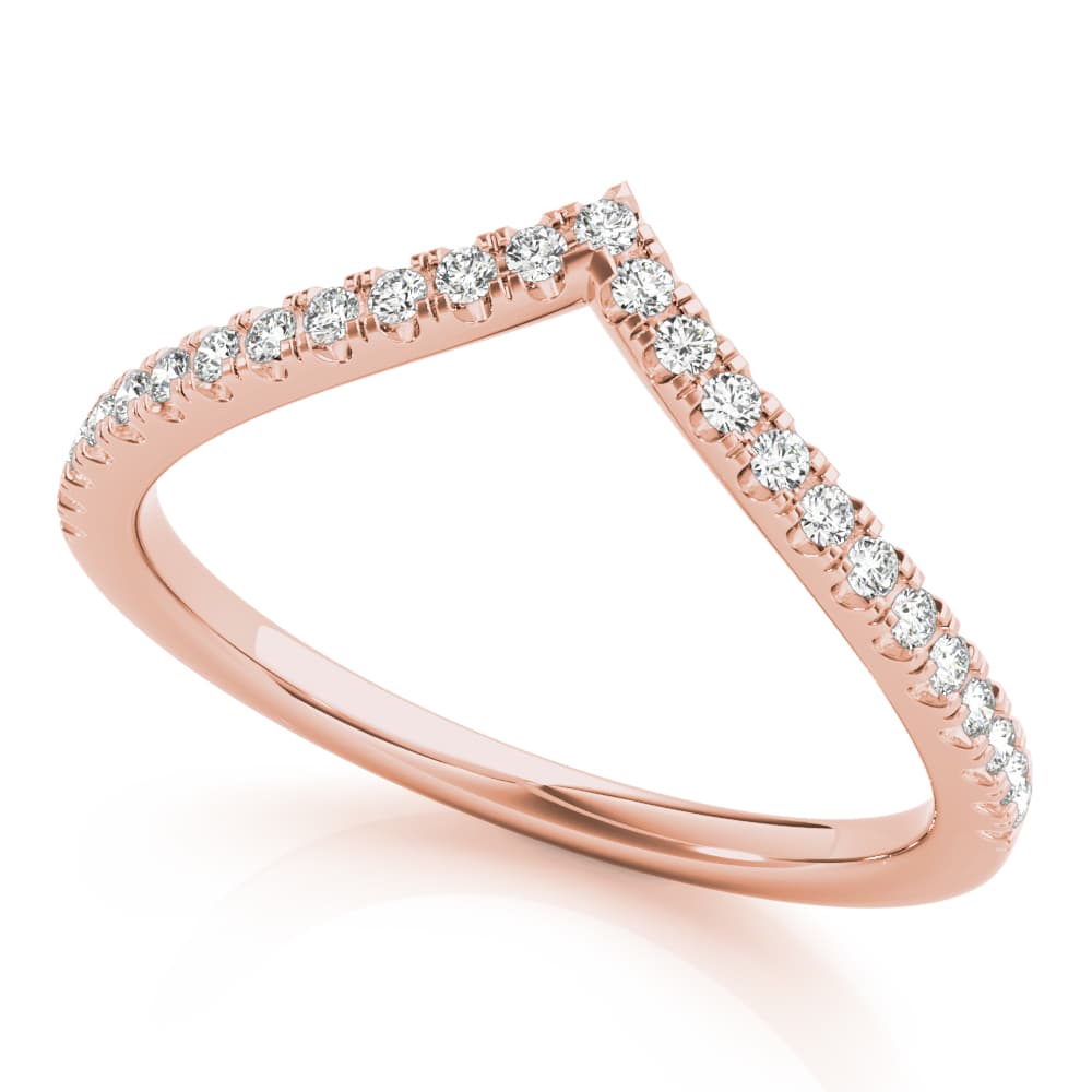 Diamond Chevron Wedding Band (0.19 ct. tw.), Front view in rose gold