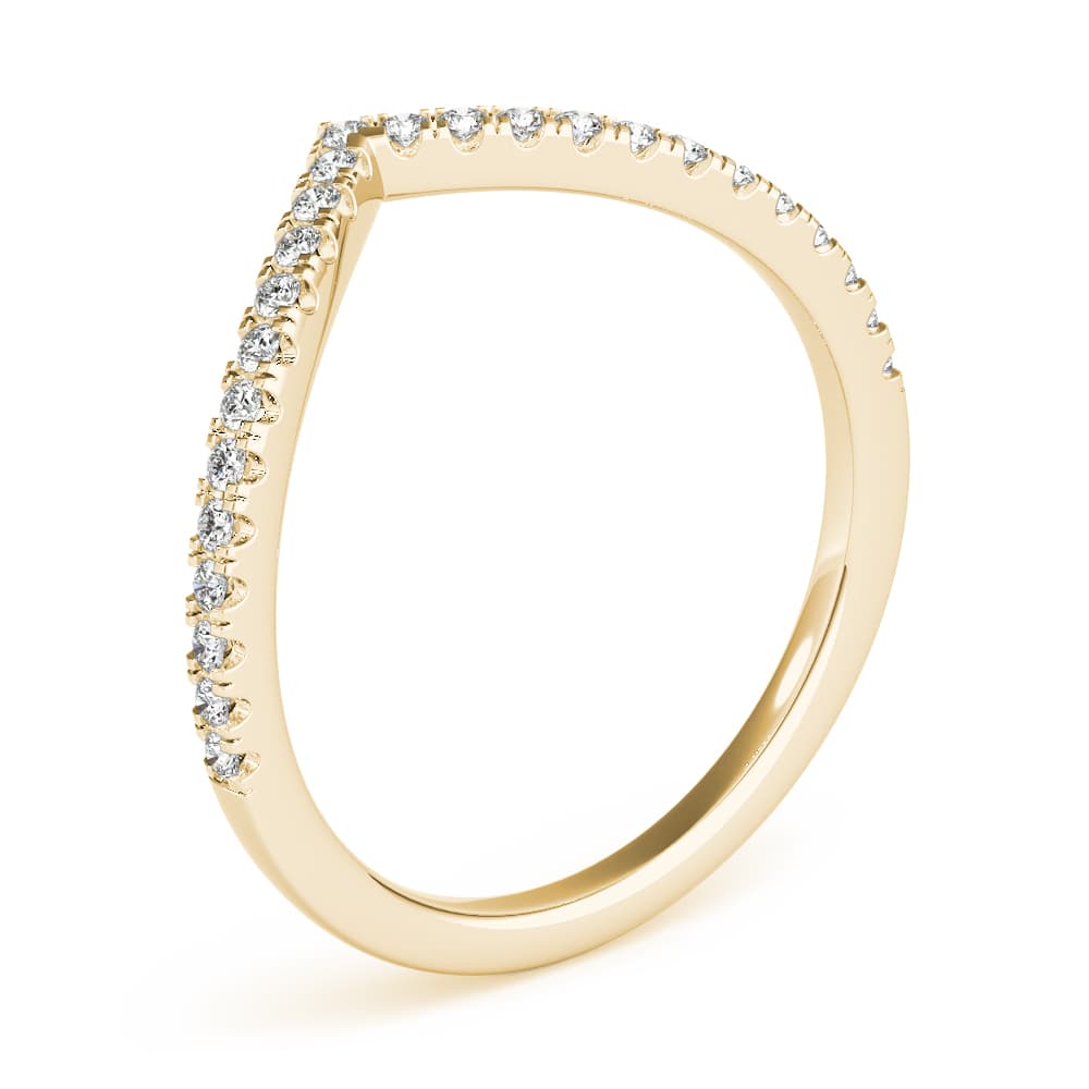 Diamond Chevron Wedding Band (0.19 ct. tw.), Angle view in yellow gold