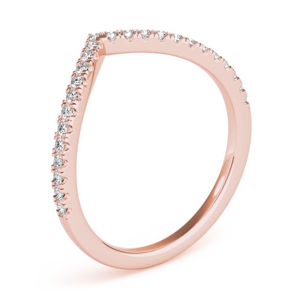 Diamond Chevron Wedding Band (0.19 ct. tw.), Angle view in rose gold