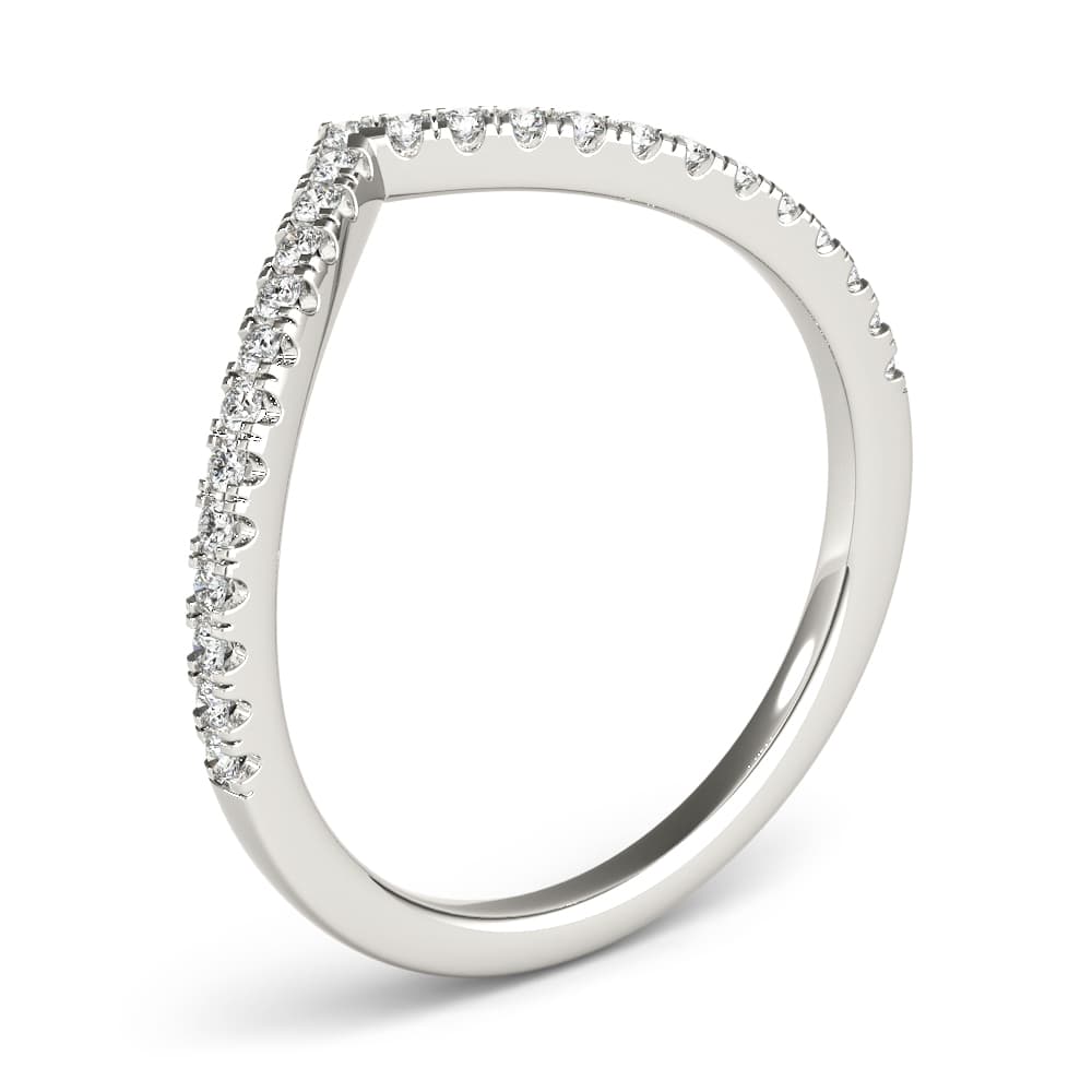 Diamond Chevron Wedding Band (0.19 ct. tw.), Angle view in white gold or platinum